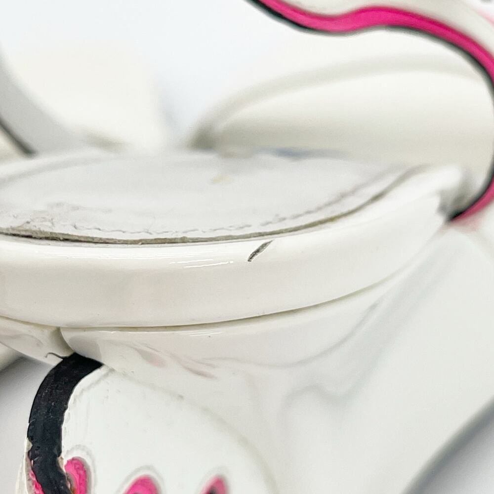 Prada Flame Wedge Sandals White Patent Neon Pink 2018 Reissue Hotrod Heels IT 38 - Picture 13 of 16